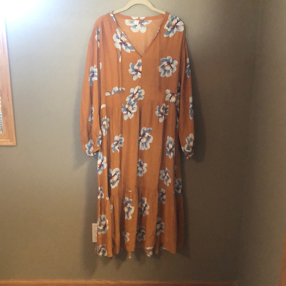 Mustard floral boho dress